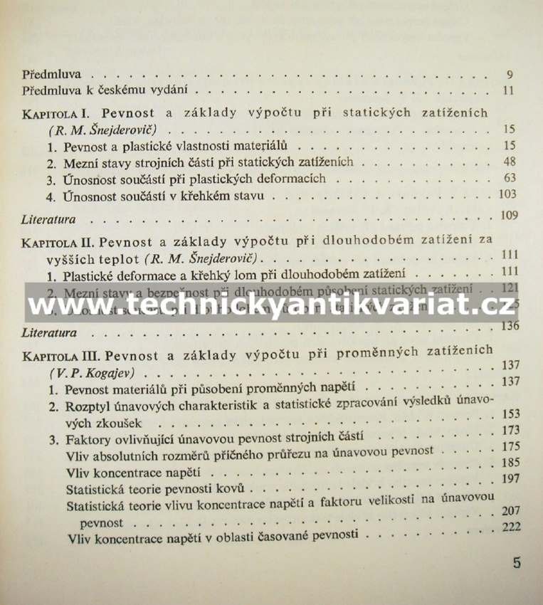 Únosnost a pevnost výpočty strojních součásti - Serensen, Kogajev, Šnejderovič (1967)