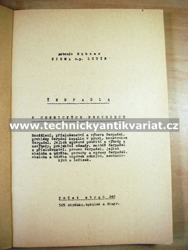 Čerpadla v chemických provozech - Antonín Hubner