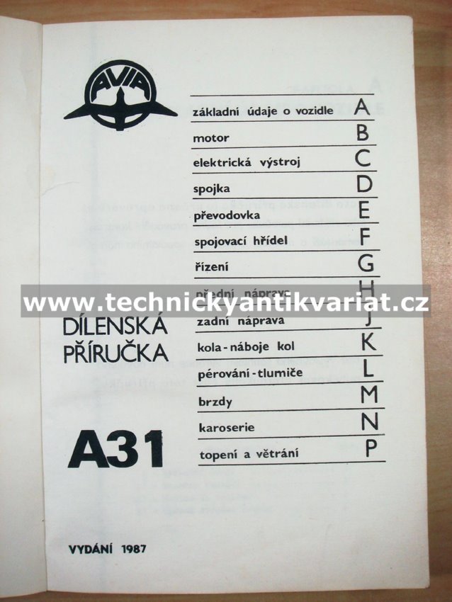 Avia A31 - dílenská příručka (1987)