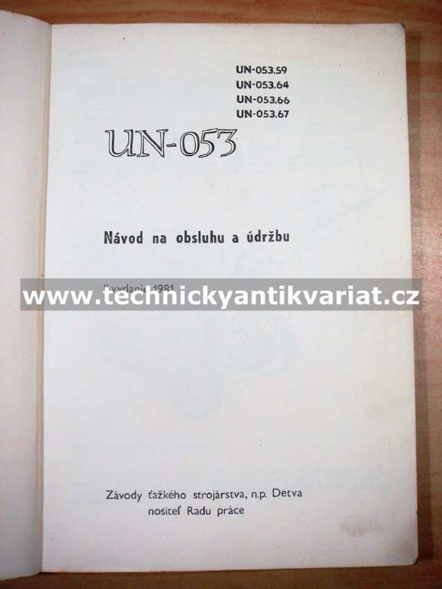 UN 053 - Návod k obsluze a údržbě (1981)