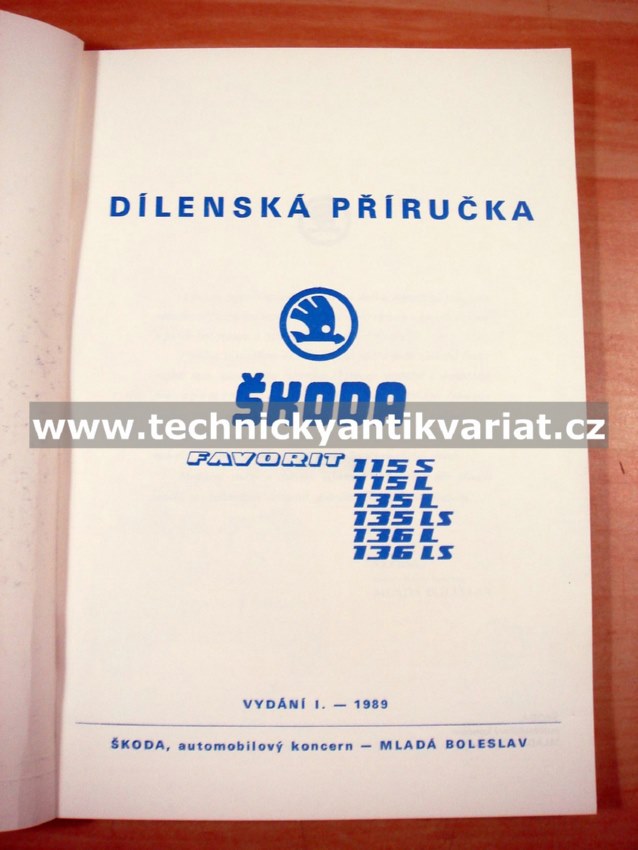 Škoda Favorit 115S, 115L, 135L, 135LS, 136L, 136LS - dílenská příručka (1989)