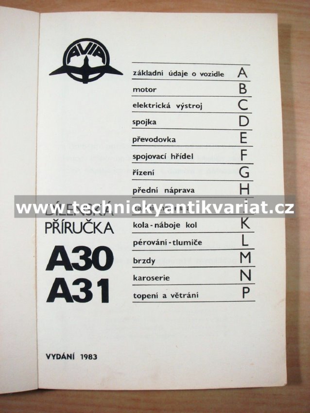 Avia A30, A31 - dílenská příručka (1983)