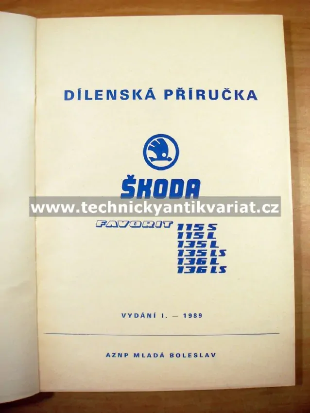 Škoda Favorit 115S, 115L, 135L, 135LS, 136L, 136LS - dílenská příručka (1989)