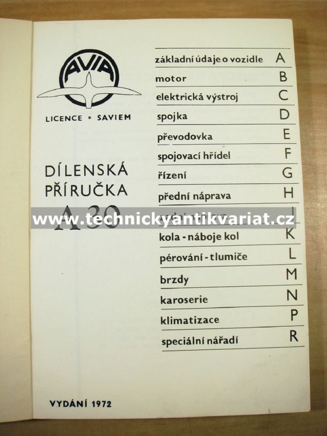 Avia A30 - dílenská příručka (1972)