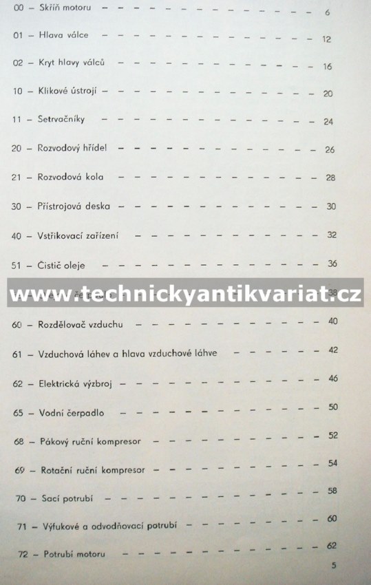 Škoda S110 naftový motor - katalog náhradních dílů