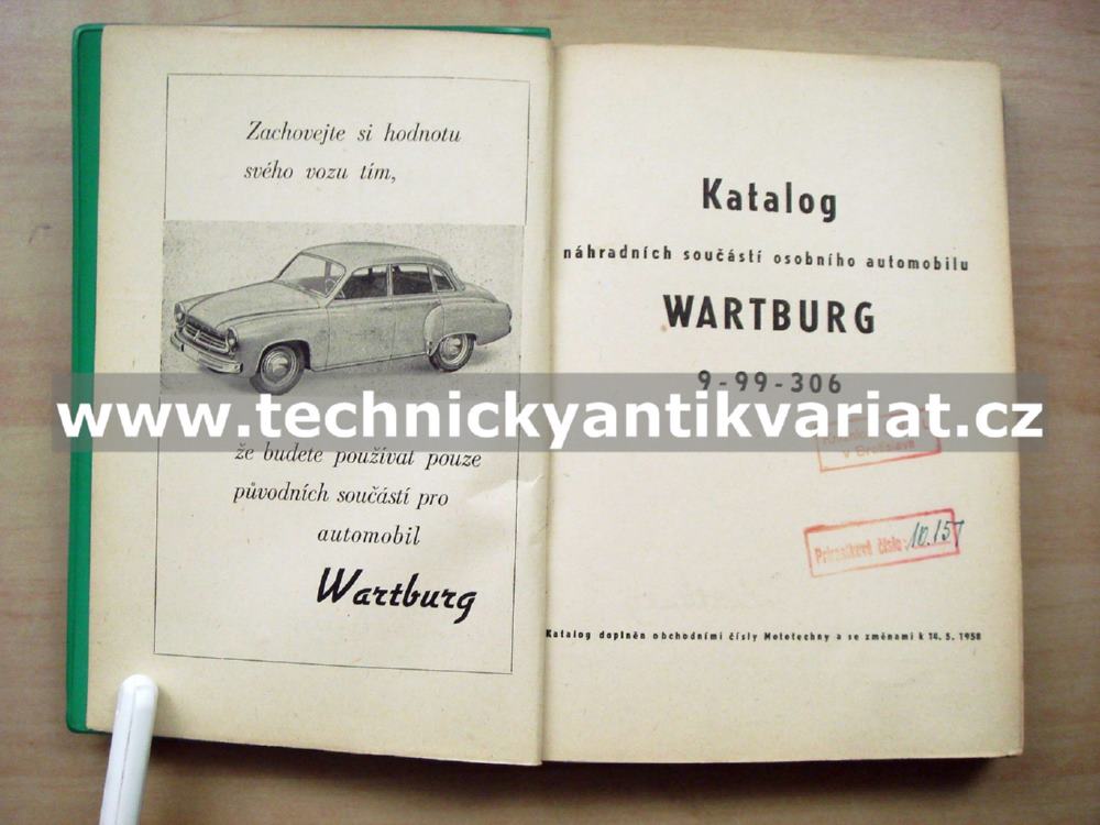 Wartburg - Katalog náhradních součástí (1958)