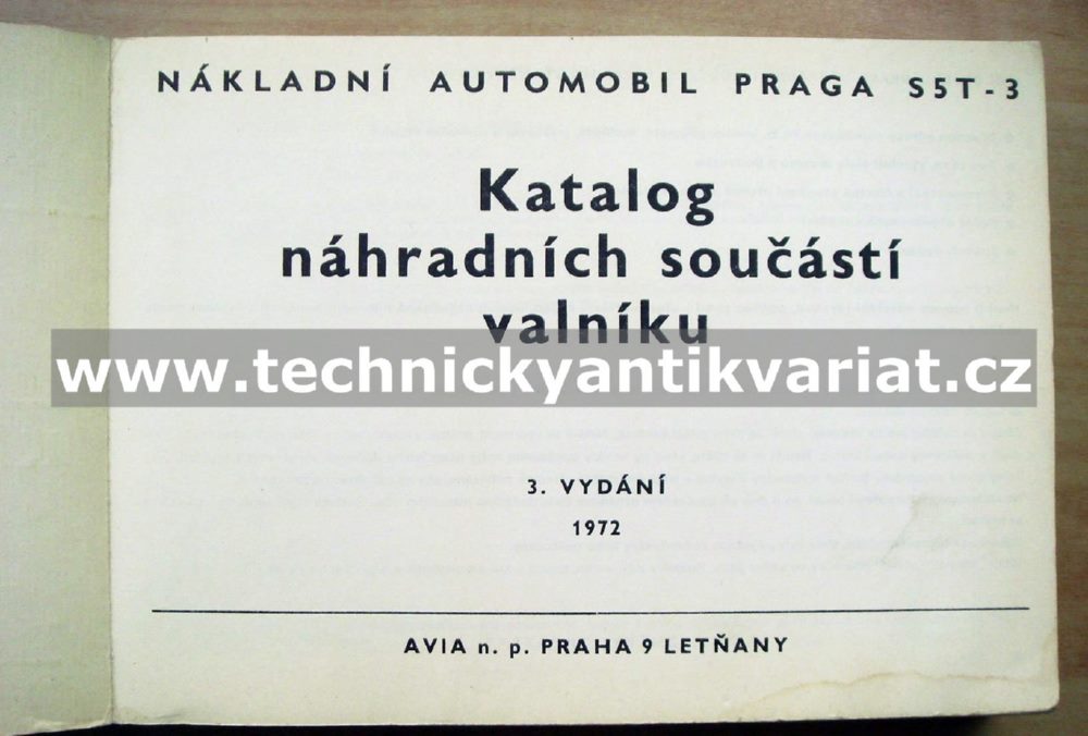 Praga S5T3 Super Valník - katalog náhradních dílů (1972)