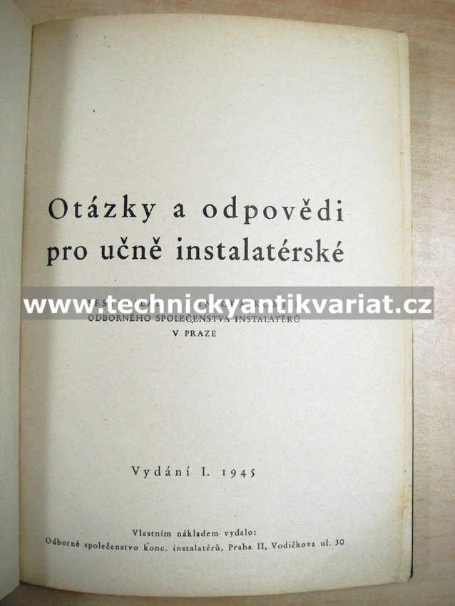 Otázky a odpovědi pro učně instalatéry (1945)