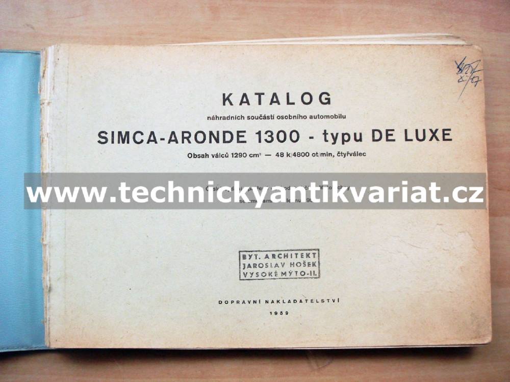Simca Aronde 1300 - katalog náhradních součástí (1959)