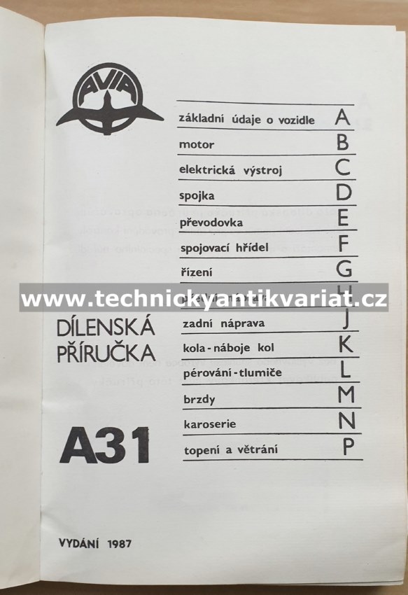 Avia A31 - dílenská příručka (1987)