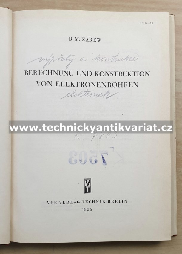 Berechnung und konstruktion von elektronenrohren - Zarew (1955)