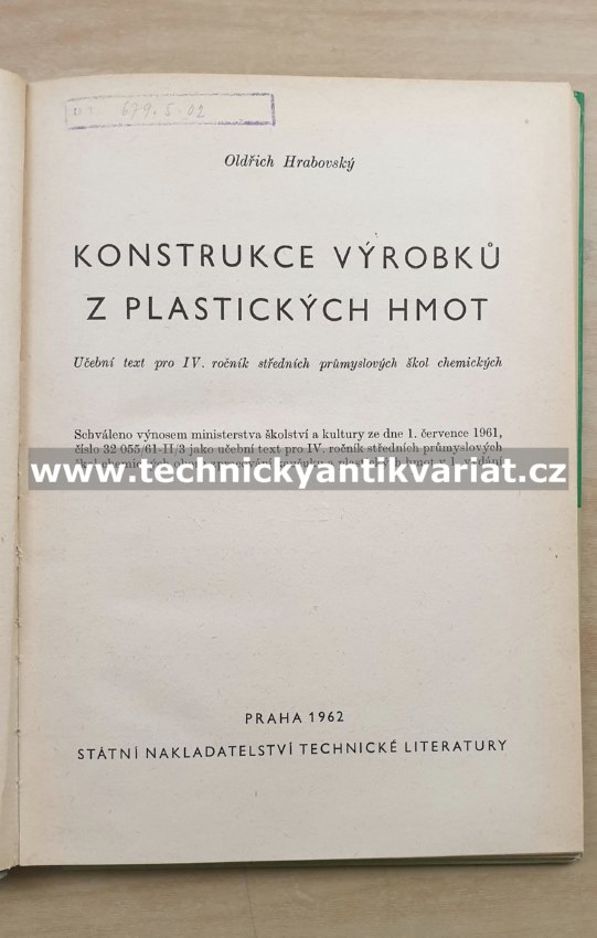 Konstrukce výrobků z plastických hmot - Oldřich Hrabovský (1962)