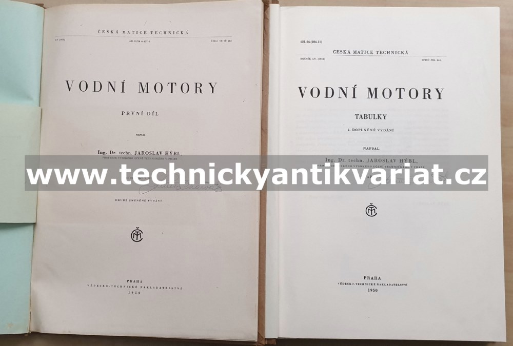 Vodní motory I. text+ tabulky (1950)