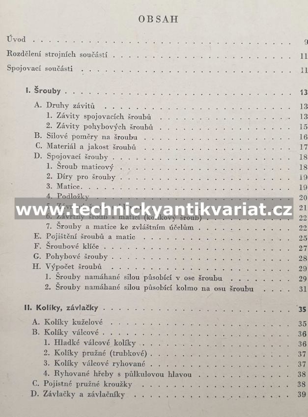 Strojnictví IV. Strojní součásti (1958)