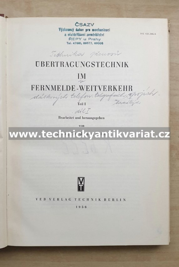 Übertragungstechnik im fernmelde weitverkehr I. - Henkler (1956)