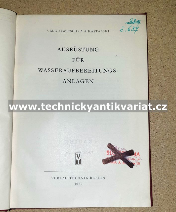 Ausrüstung für Wasseraufbereitungsanlagen - Gutwish, Gastalski (1952)