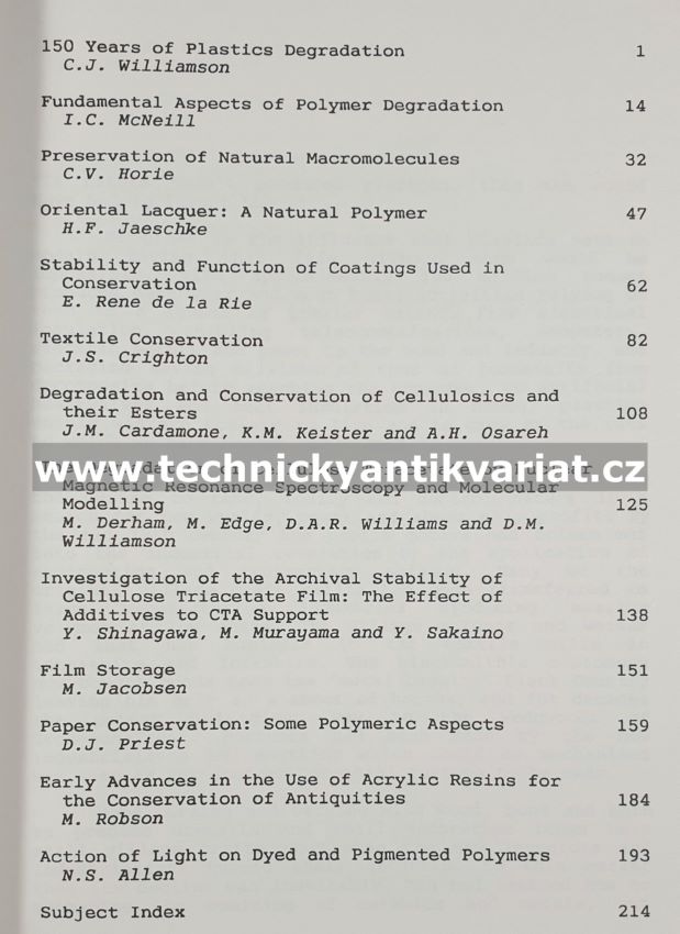 Polymers in conservation - Allen, Edge, Horie (1992)