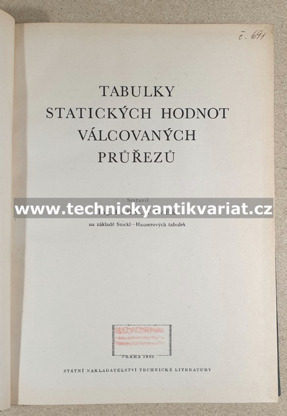 Tabulky statických hodnot válcovaných průřezů - Karel Tomek (1955)
