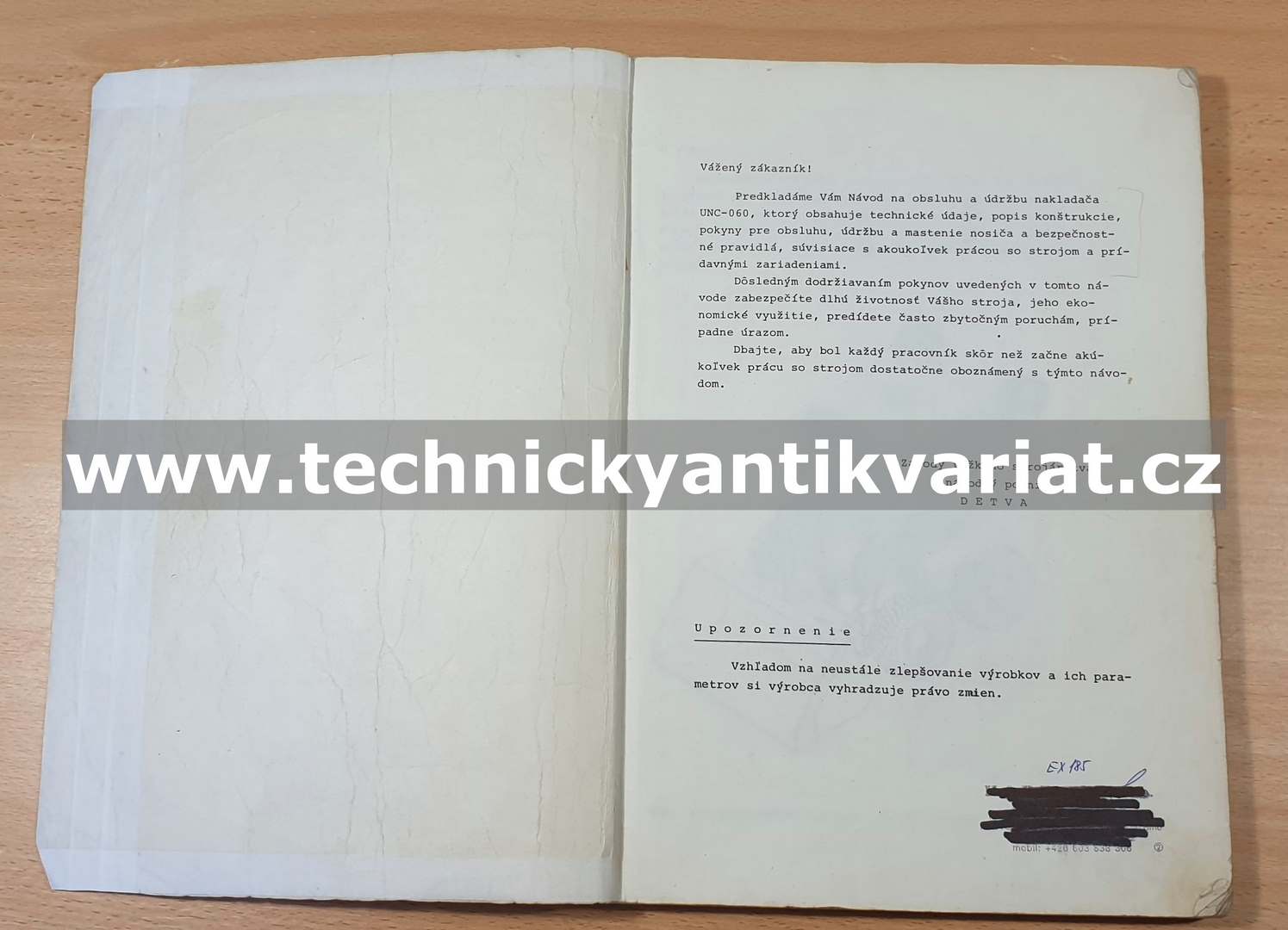 UNC 060 - návod na obsluhu a údržbu (1989)