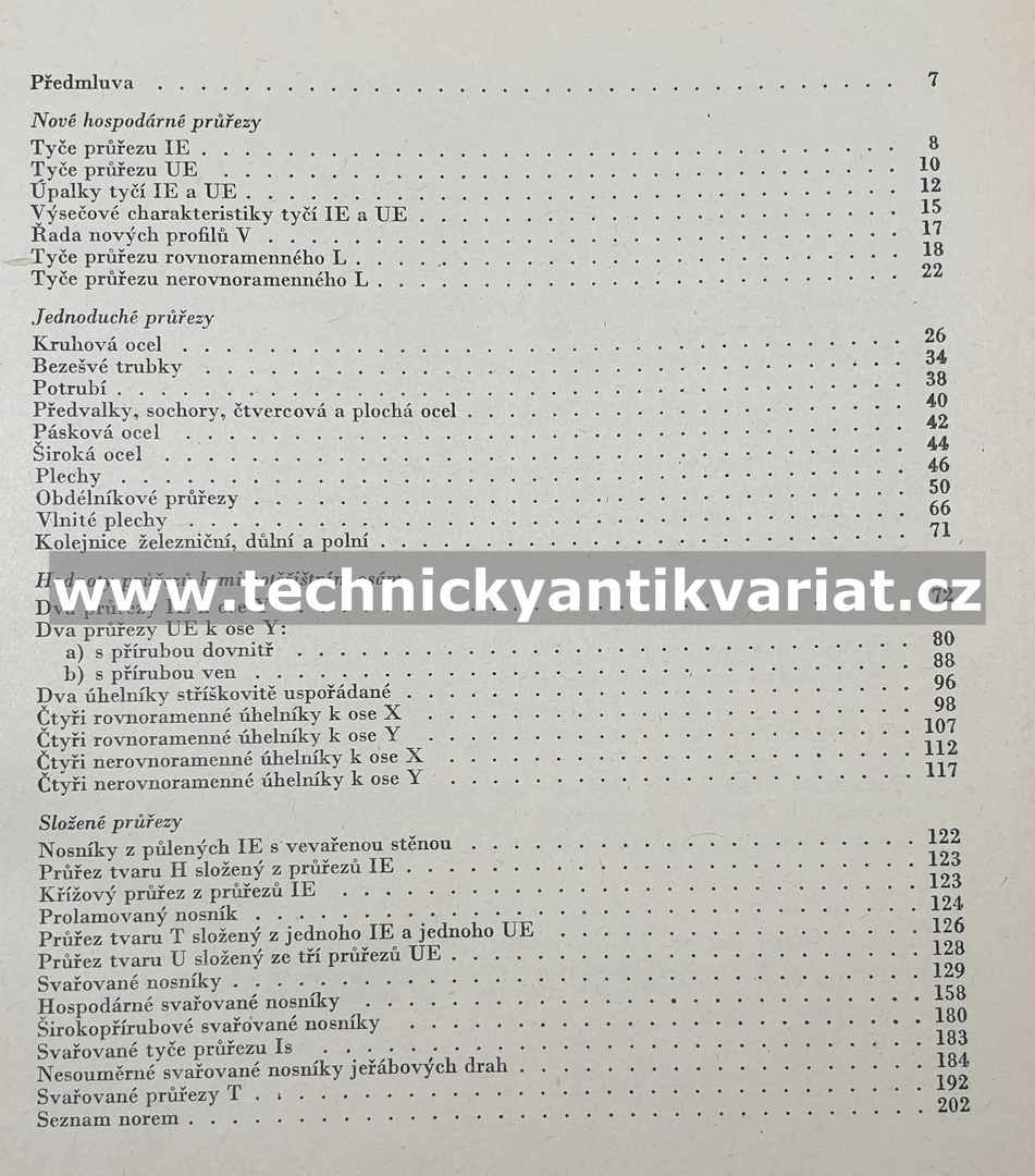 Statické hodnoty nových řad ocelových průřezů - Fuchs, Rec (1963)