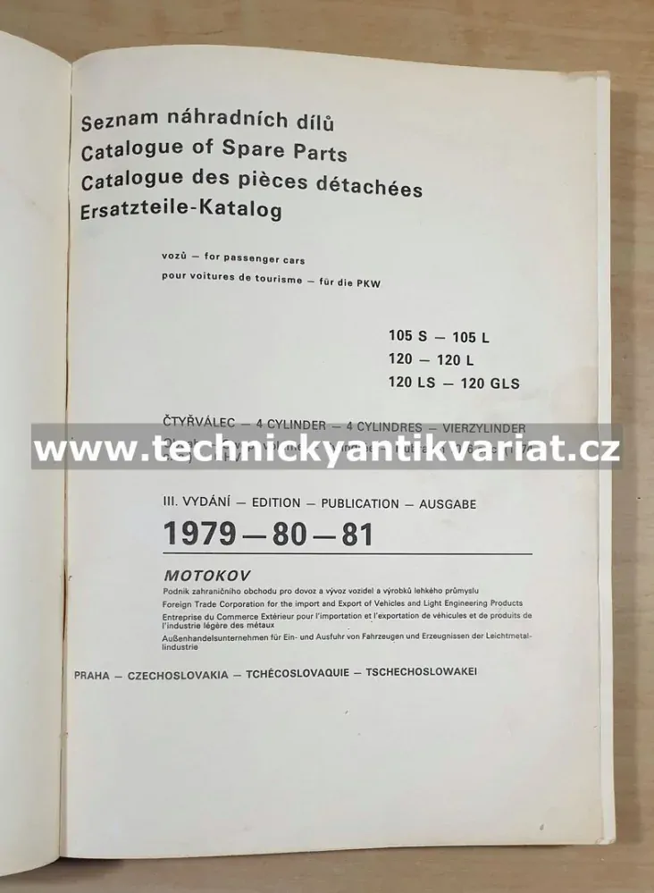 Škoda 105S, 105L, 120, 120L, 120LS, 120GLS - Seznam náhradních dílů (1979-81)