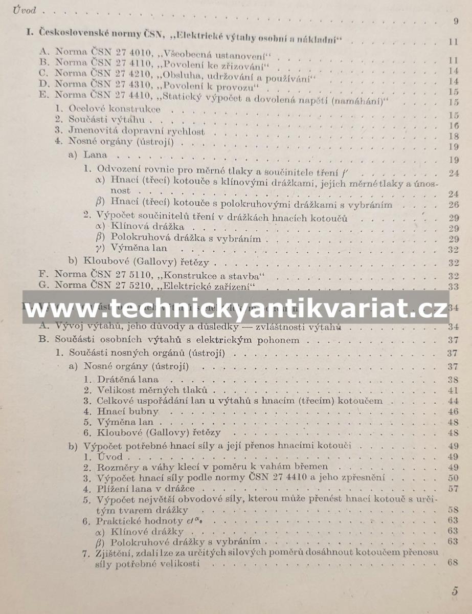 Výtahy osobní a nákladní s elektrickým pohonem - Otakar Balcar (1955)