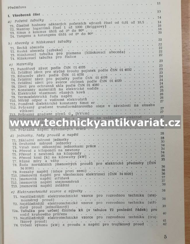 Základní elektrotechnické tabulky a grafy - J.Tříska (1966)