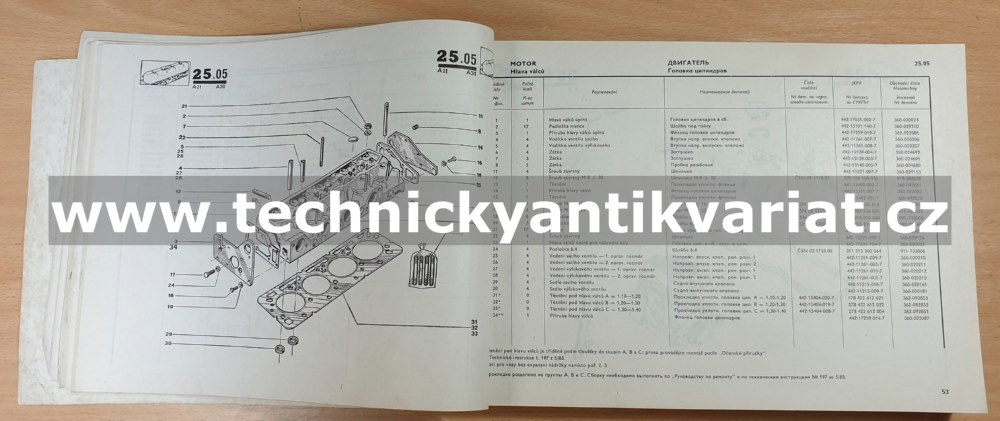 Avia A21, A21F - katalog náhradních dílů (1987)