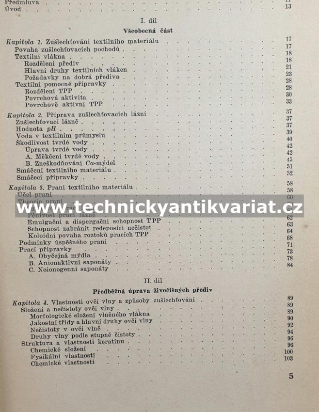 Chemická technologie textilní I. Předběžná úprava textilního materiálu a výrobků (1952) 