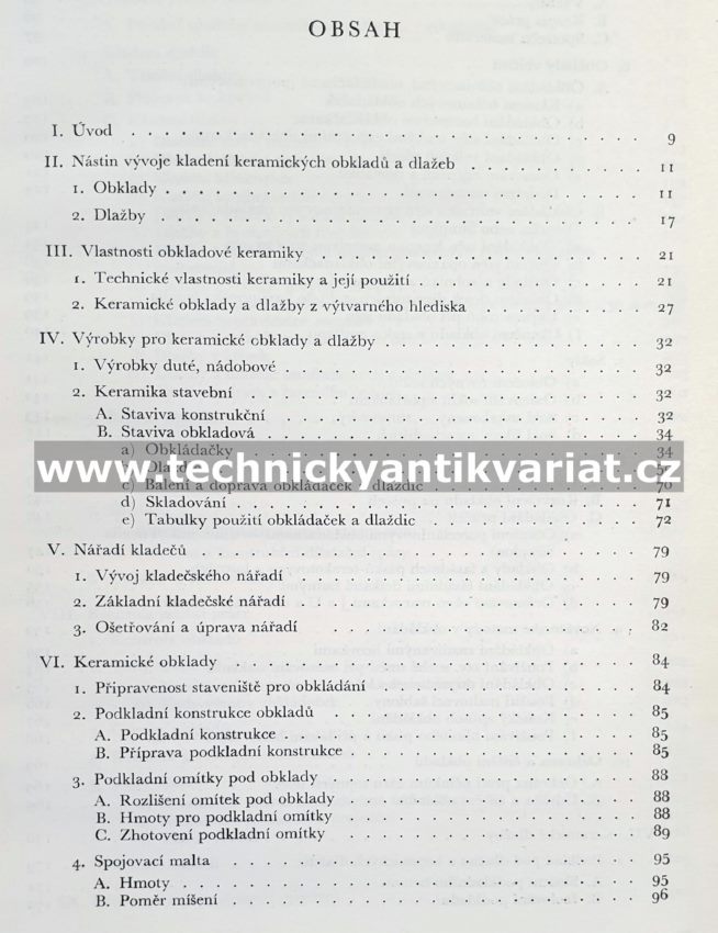 Keramické obklady a dlažby budov - Benda, Chmela, Chroust (1960)