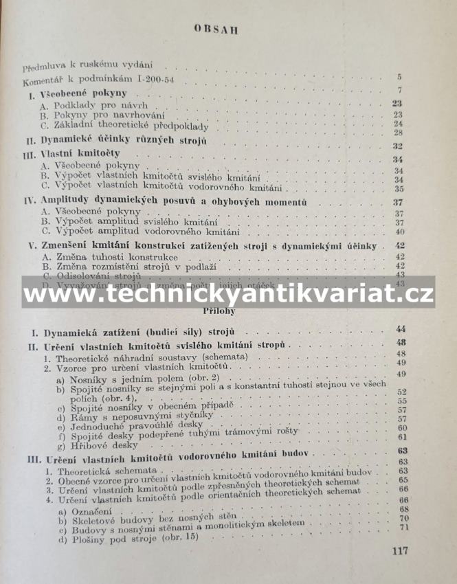 Technické podmínky pro navrhování stavebních konstrukcí zatížení stroji s dynamickými účinky (1957)