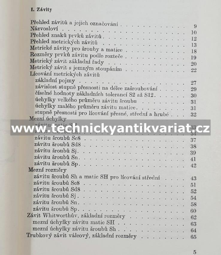 Tabulky normalizovaných závitů a šroubů - Seidler, Kolář (1967)