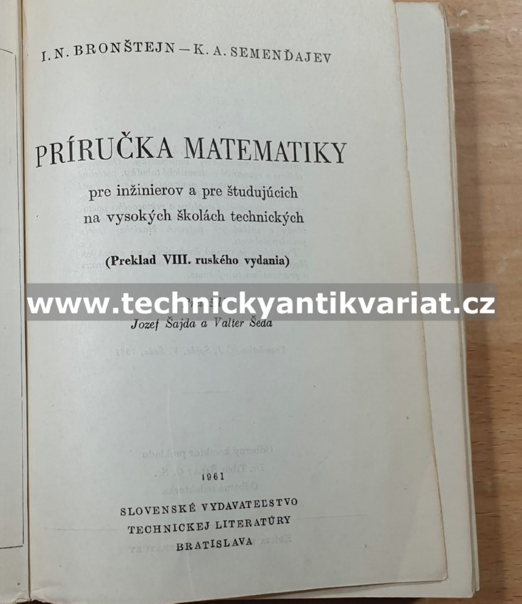 Príručka matematiky pro inžinierov a pre studujůcie - Bronštejn, Semenďajev (1961)