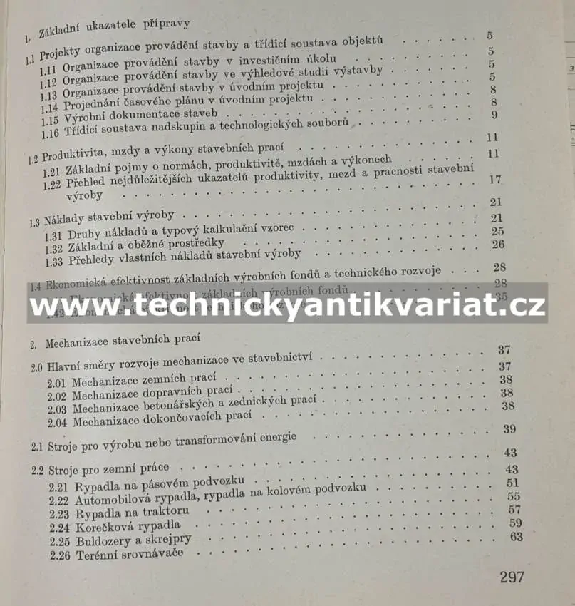 Příprava stavby v tabulkách - Strádal, Čácha (1965)
