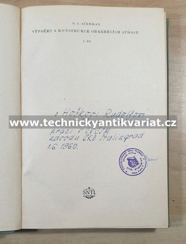 Výpočet a konstrukce obráběcích strojů I. - N.S.Ačerkan (1955)