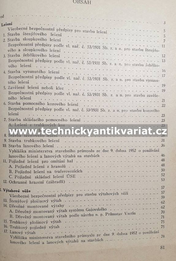 Stavba lešení a výtahových věží - Josef Chvalina (1955)