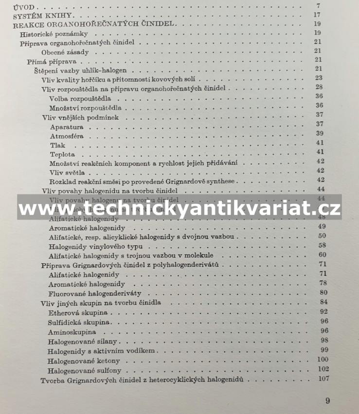 Preparativní reakce v organické chemii VI. Reakce organokovových činidel - Bláha (1961)