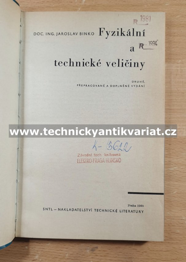 Fyzikální a technické veličiny - Jaroslav Binko (1968)