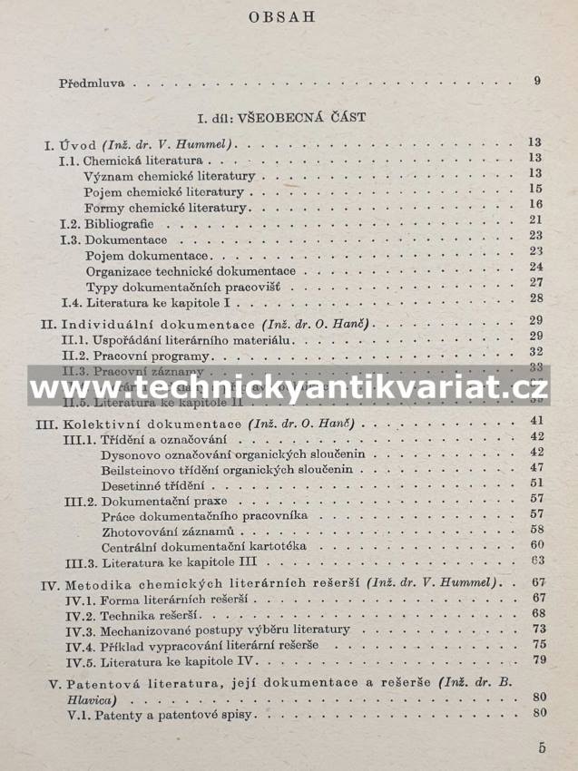 Chemická literatura a její použití v praxi - Hanč, Hlavice, Hummel, Jelínek (1961)