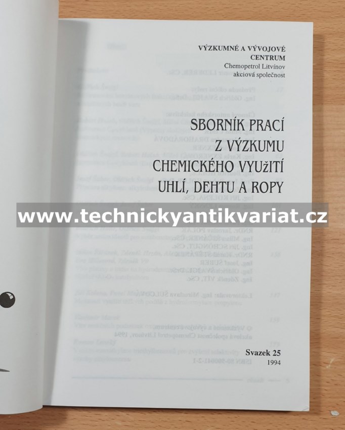 Sborník prací z výzkumu chemického využití, uhlí, dehtu a ropy (1994)
