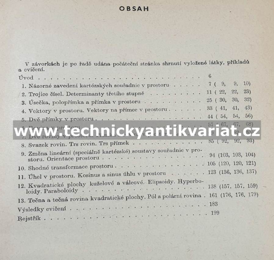Analytická mehoda v geometrii II. - Vančura (1958)