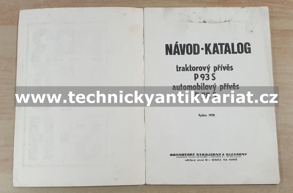 Přívěs P93s P78s - návod, katalog (1978)