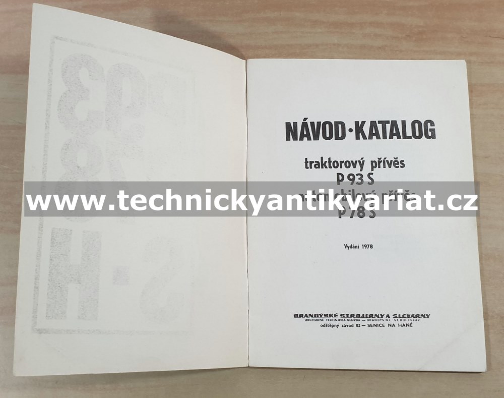 Přívěs P93s P78s - návod, katalog (1978)