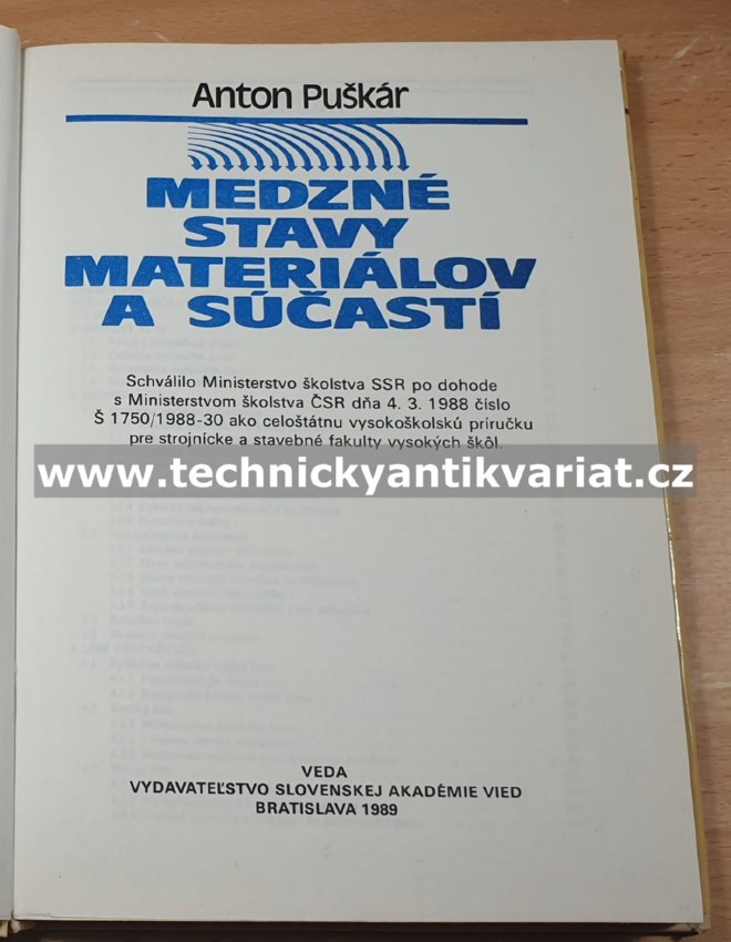 Medzné stavy materiálov a súčastí - Anton Puškar (1989)