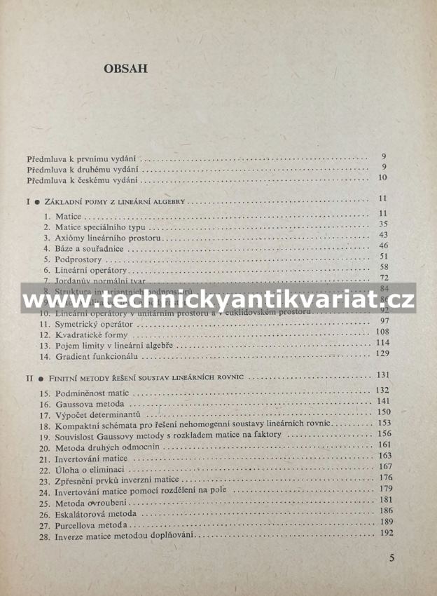 Numerické metody lineární algebry - Fadějjev, Faddějevová (1964)