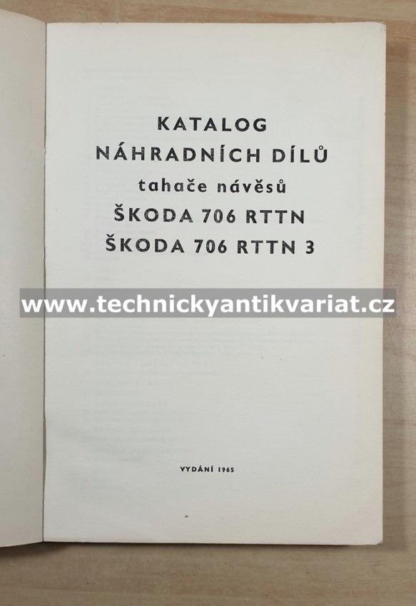 Škoda 706 RTTN, RTTN3 - katalog náhradních dílů (1965)