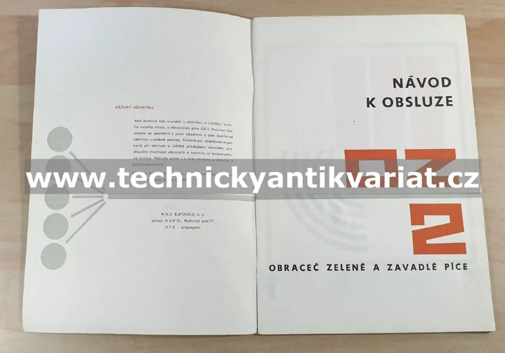 Obraceč zelené a zavadlé píce OZ2 - návod k obsluze, katalog dílů (1977)