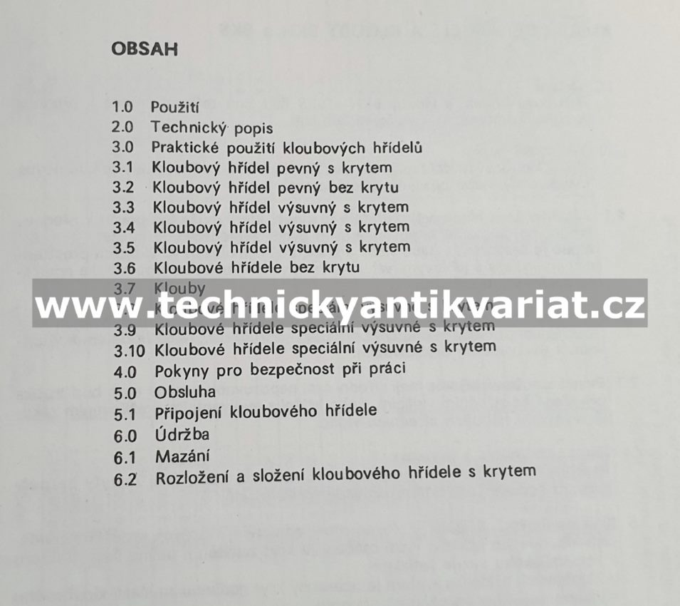 Kloubové hřídele BKH, BKS řady 800 - návod k obsluze (1985)