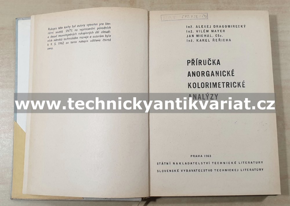 Příručka anorganické kolorimetrické analýzy - Dragomerický, Mayer, Michal, Řeřicha (1963)