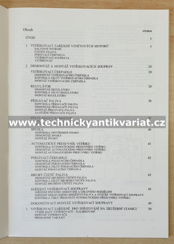 Vstřikovací soupravy PV.B, PV.A - dílenská příručka (1993)